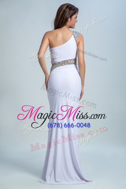 wholesale free and easy white formal evening gowns prom and party and for with beading one shoulder sleeveless side zipper