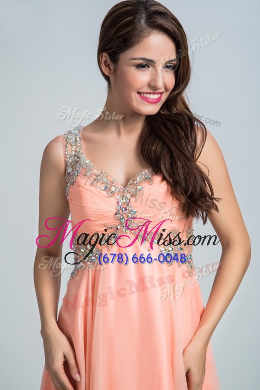 wholesale dramatic orange homecoming party dress prom and party and for with beading straps sleeveless backless