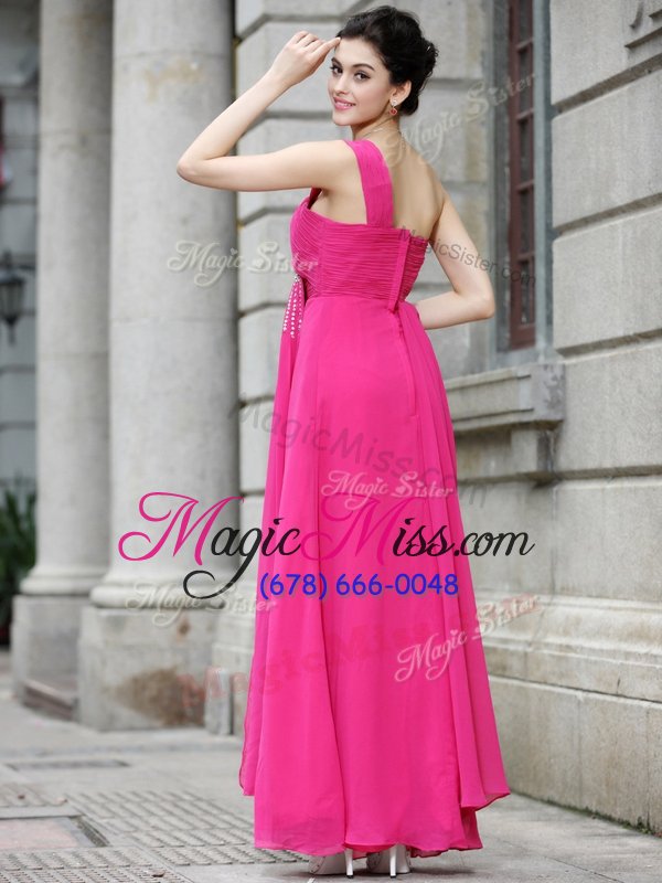 wholesale chic coral red a-line bateau sleeveless chiffon floor length zipper sequins homecoming dresses