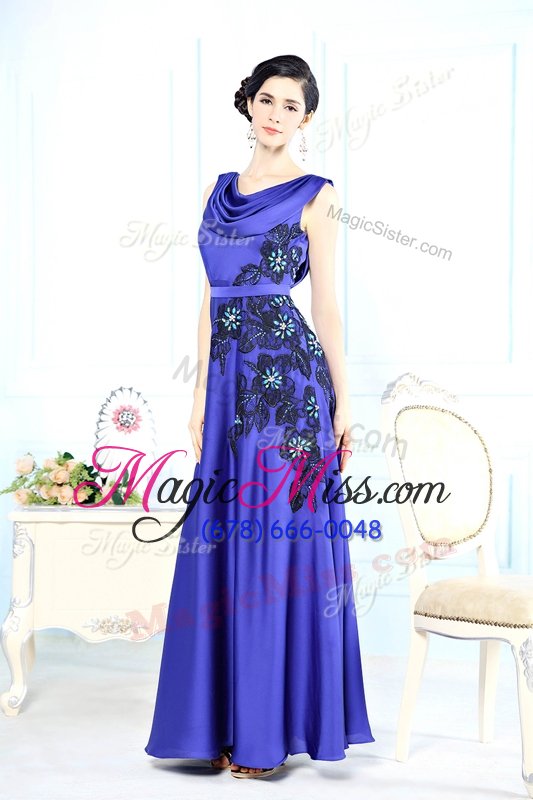wholesale modest royal blue dress for prom prom and party and for with appliques scoop sleeveless backless