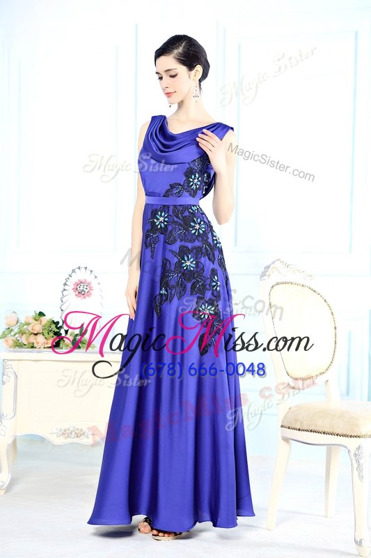 wholesale modest royal blue dress for prom prom and party and for with appliques scoop sleeveless backless