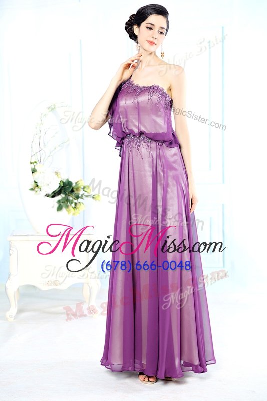 wholesale customized lilac prom party dress prom and party and for with beading one shoulder half sleeves side zipper