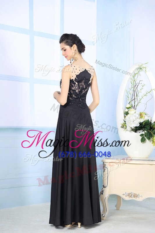 wholesale scoop beading prom party dress black zipper sleeveless floor length