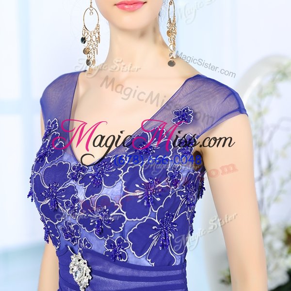 wholesale pretty column/sheath prom gown turquoise scoop chiffon sleeveless floor length zipper