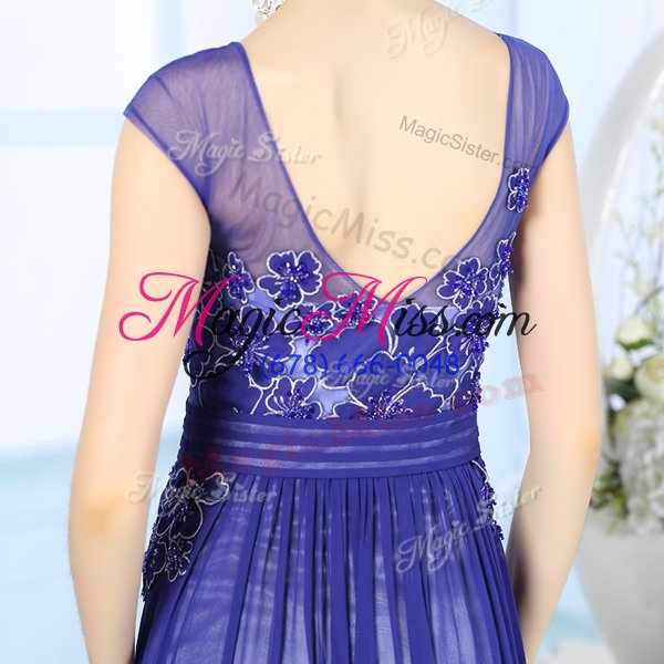 wholesale pretty column/sheath prom gown turquoise scoop chiffon sleeveless floor length zipper