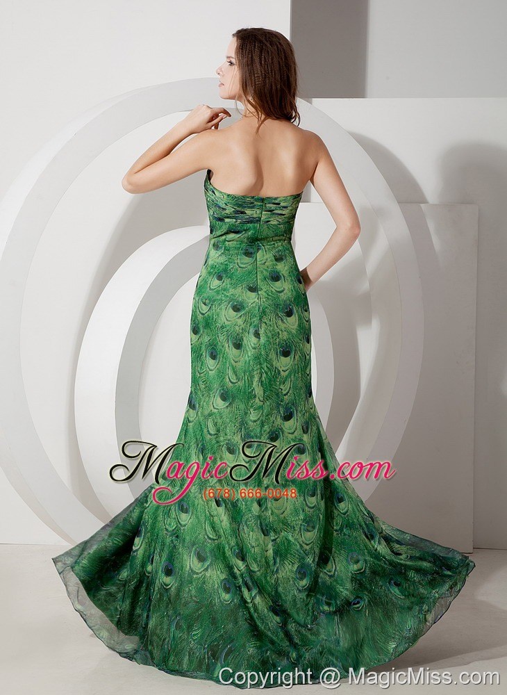 wholesale elegant empire sweetheart brush train printing beading prom dress