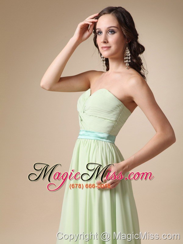 wholesale yellow green empire sweetheart floor-length belt chiffon prom / evening dress