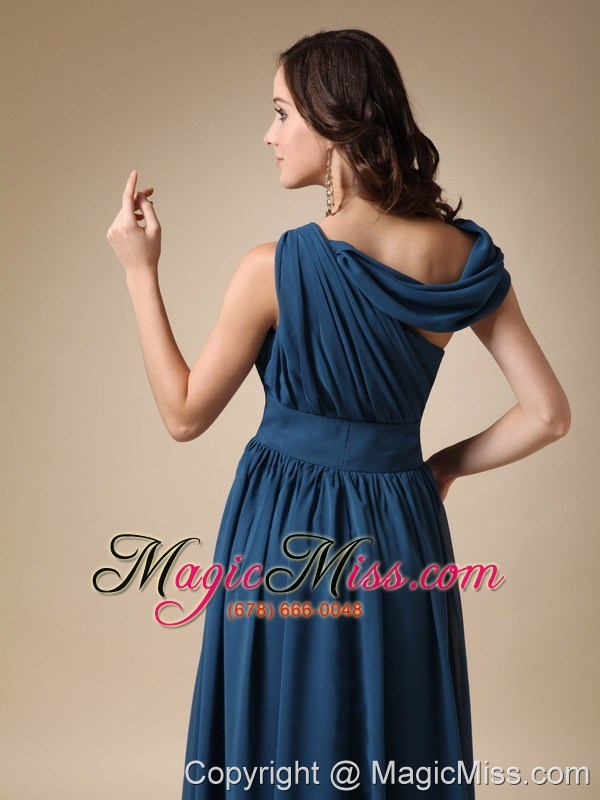 wholesale navy blue empire asymmetrical floor-length ruch chiffon prom / evening dress