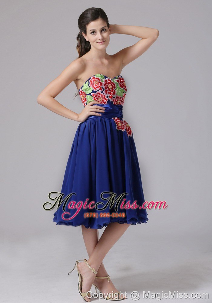 wholesale milford connecticut blue appliques decorate sweetheart prom dress with knee-length in 2013