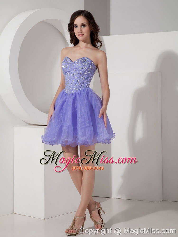 wholesale latest lilac short sweetheart prom dress with beading mini-length