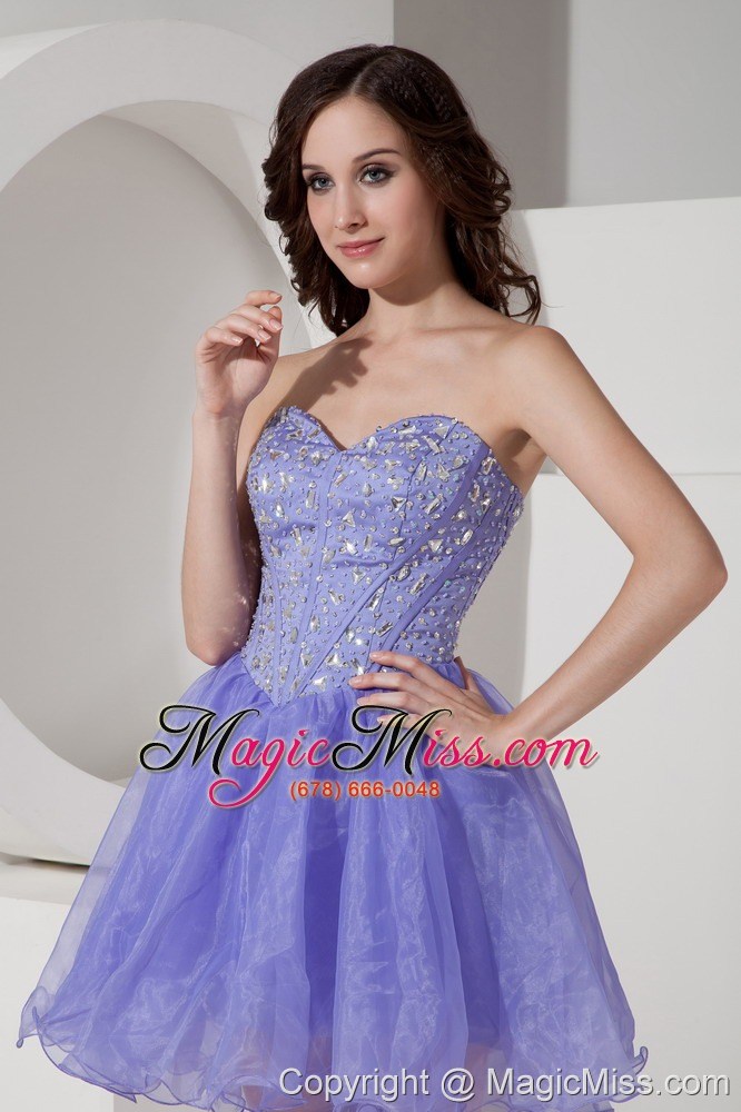 wholesale latest lilac short sweetheart prom dress with beading mini-length