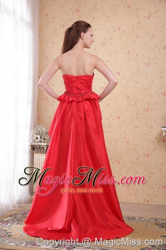 wholesale red and black column / sheath sweetheart high-low beading taffeta prom dress