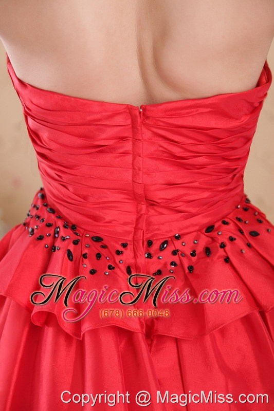wholesale red and black column / sheath sweetheart high-low beading taffeta prom dress