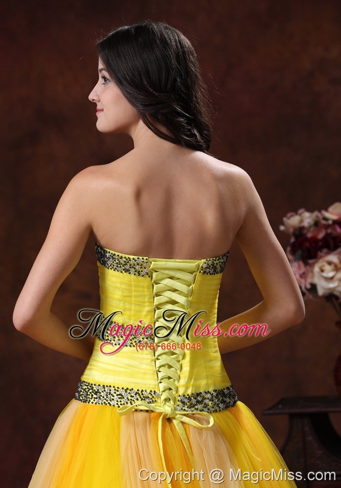 wholesale yellow sweerheart beaded decorate on tulle dama dresses for quinceanera in phoenix arizona