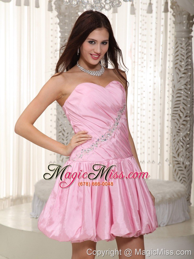 wholesale pink a-line / princess sweetheart mini-length taffeta beading prom dress