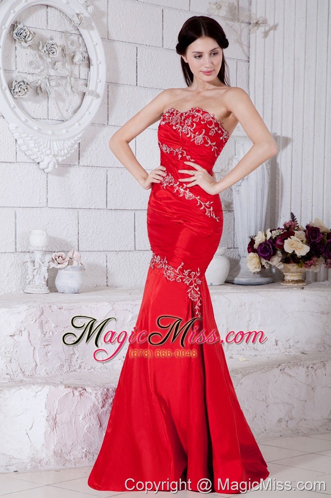 wholesale red mermaid sweetheart prom / evening dress taffeta appliques floor-length