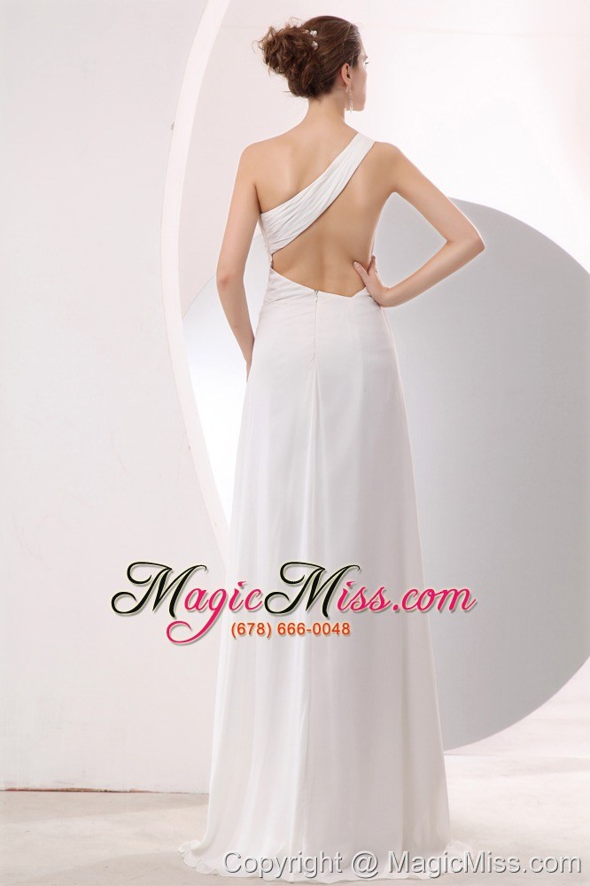 wholesale beautiful white empire one shoulder prom / evening dress high-low chiffon appliques