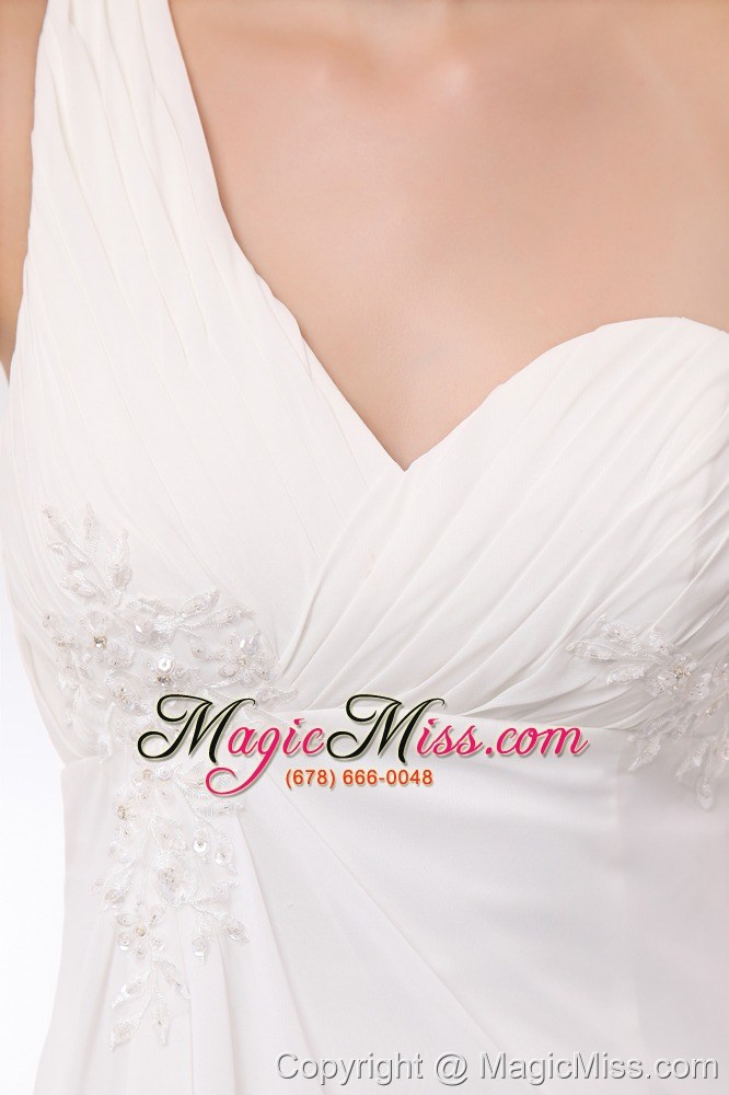 wholesale beautiful white empire one shoulder prom / evening dress high-low chiffon appliques