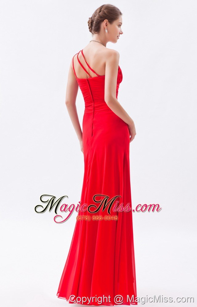 wholesale red column / sheath one shoulder prom dress beading floor-length