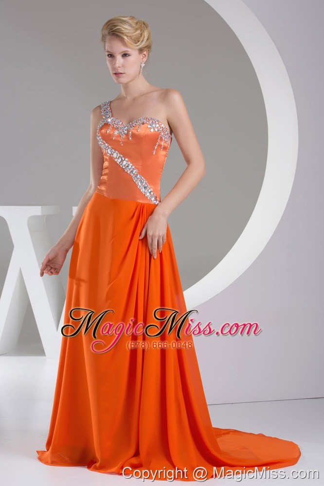 wholesale beaded decorate shoulder exclusive long empire prom dress