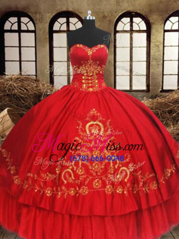 wholesale captivating beading and embroidery 15th birthday dress wine red lace up sleeveless floor length