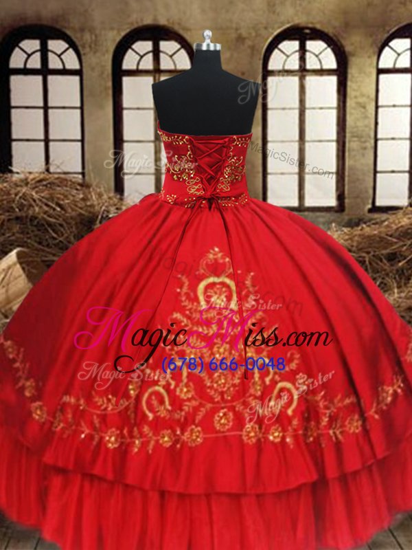 wholesale captivating beading and embroidery 15th birthday dress wine red lace up sleeveless floor length