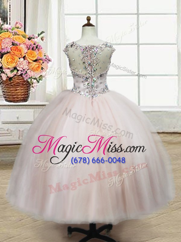 wholesale best straps straps cap sleeves tulle floor length zipper little girls pageant gowns in pink for with beading