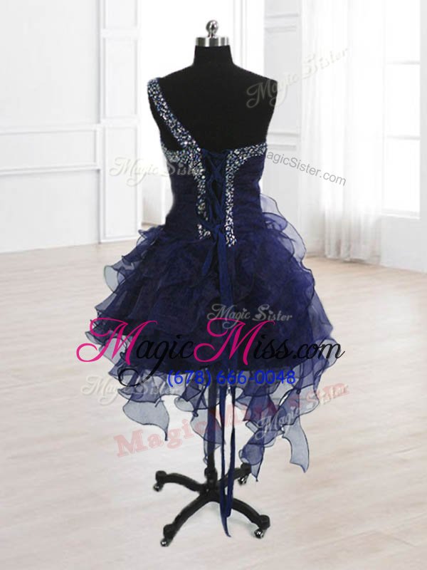 wholesale pretty one shoulder sleeveless organza beading lace up