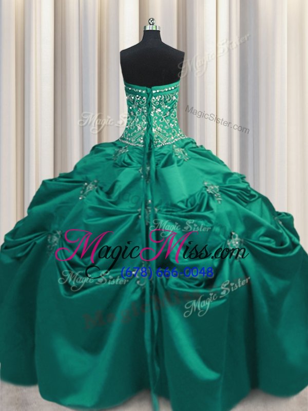 wholesale turquoise sleeveless beading and appliques and embroidery floor length quinceanera gowns