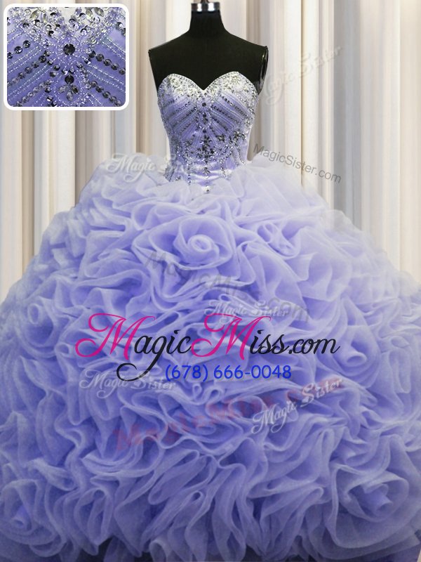 wholesale amazing rolling flowers lavender quince ball gowns military ball and sweet 16 and quinceanera and for with beading and pick ups sweetheart sleeveless brush train lace up