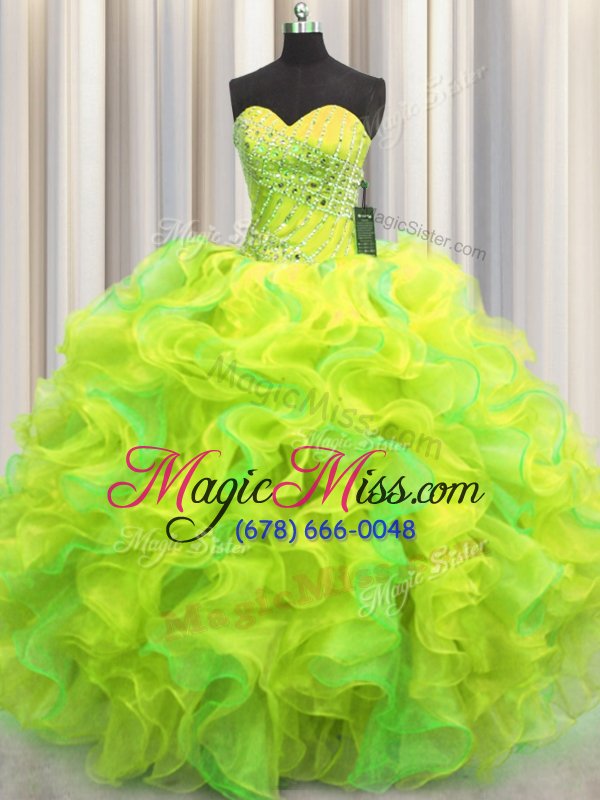 wholesale beading and ruffles vestidos de quinceanera multi-color lace up sleeveless floor length