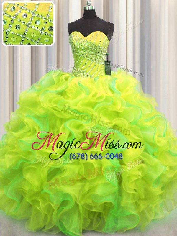 wholesale beading and ruffles vestidos de quinceanera multi-color lace up sleeveless floor length