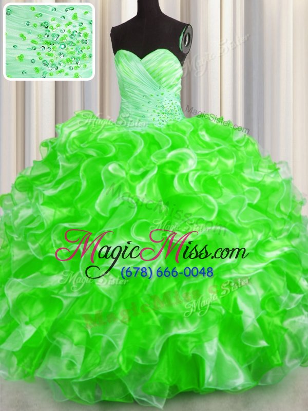 wholesale colorful ball gowns sweetheart sleeveless organza floor length lace up beading and ruffles quinceanera dress