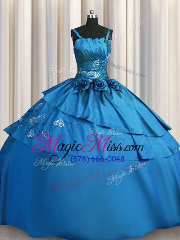 wholesale wonderful teal vestidos de quinceanera military ball and sweet 16 and quinceanera and for with beading and embroidery spaghetti straps sleeveless lace up