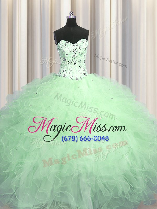 wholesale elegant visible boning ball gowns sweet 16 quinceanera dress apple green sweetheart tulle sleeveless floor length lace up
