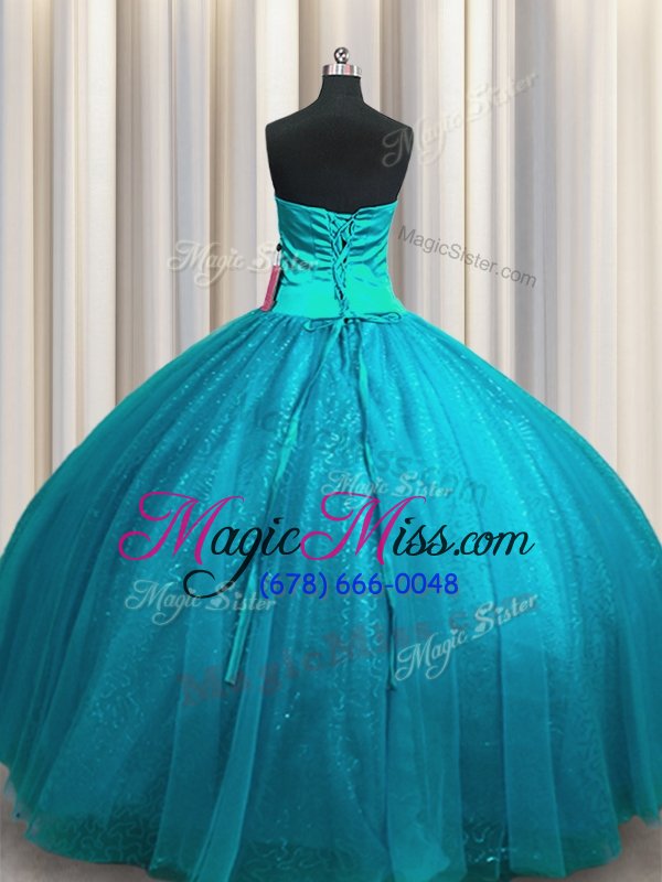 wholesale hot sale sequined sleeveless beading and appliques lace up quince ball gowns