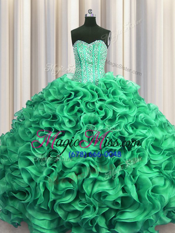 wholesale fashionable visible boning floor length ball gowns sleeveless turquoise 15 quinceanera dress lace up