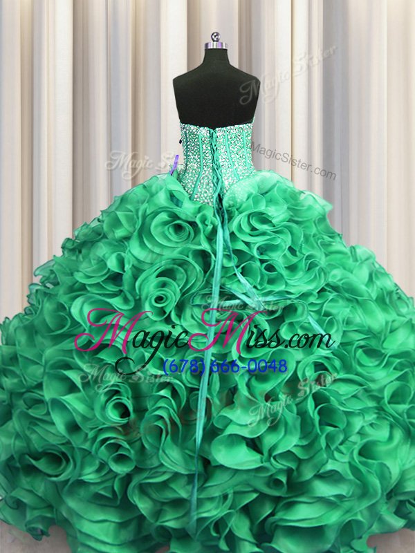 wholesale fashionable visible boning floor length ball gowns sleeveless turquoise 15 quinceanera dress lace up