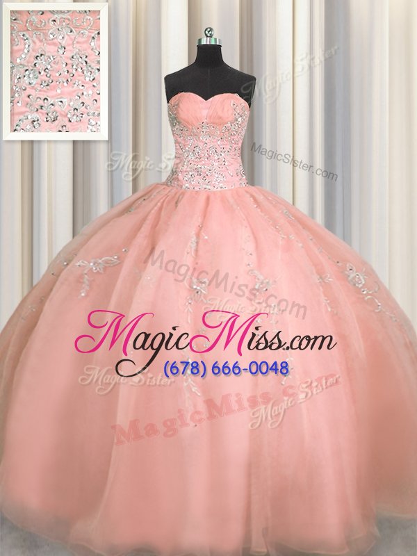 wholesale enchanting puffy skirt organza sleeveless floor length 15 quinceanera dress and beading and appliques
