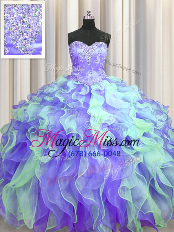wholesale stunning floor length lace up 15 quinceanera dress multi-color and in for military ball and sweet 16 and quinceanera with beading and appliques and ruffles