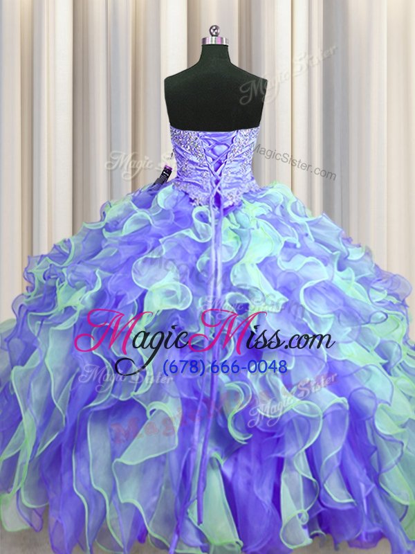 wholesale stunning floor length lace up 15 quinceanera dress multi-color and in for military ball and sweet 16 and quinceanera with beading and appliques and ruffles