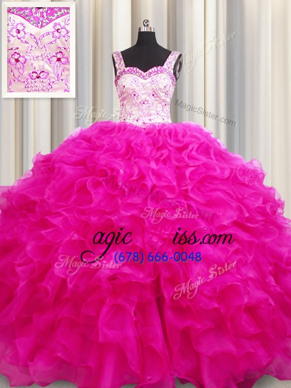 wholesale decent sleeveless beading and ruffles lace up 15th birthday dress