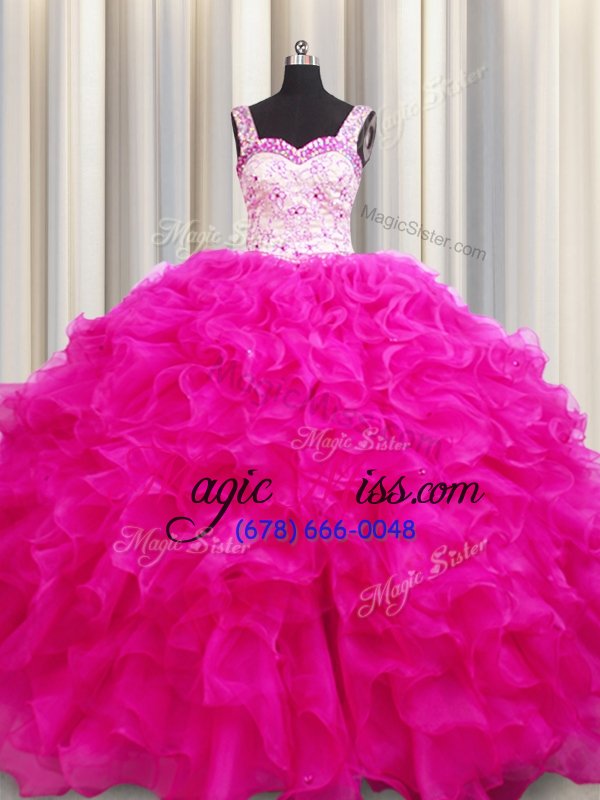 wholesale decent sleeveless beading and ruffles lace up 15th birthday dress