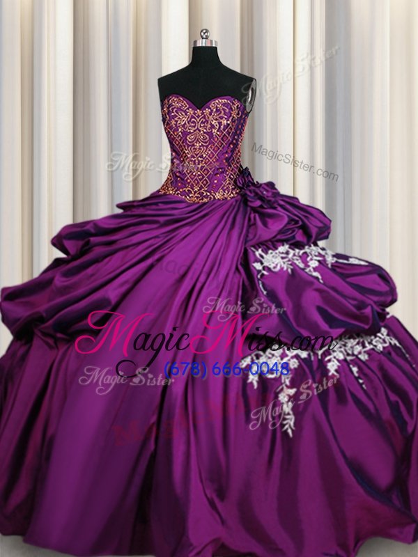 wholesale sexy sweetheart sleeveless lace up quinceanera gowns purple taffeta