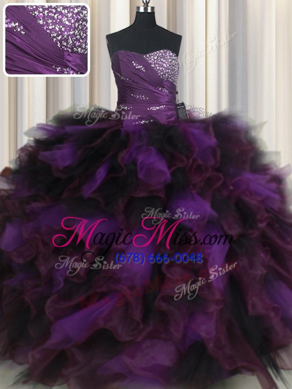 wholesale new arrival purple sleeveless beading and ruffles and ruffled layers floor length sweet 16 quinceanera dress