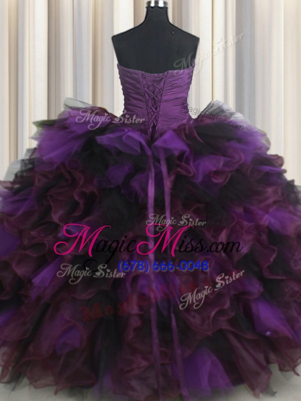 wholesale new arrival purple sleeveless beading and ruffles and ruffled layers floor length sweet 16 quinceanera dress