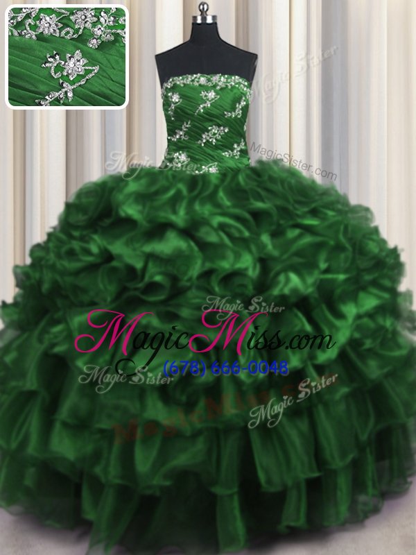 wholesale glorious sleeveless lace up floor length appliques and ruffles and ruffled layers quinceanera dress