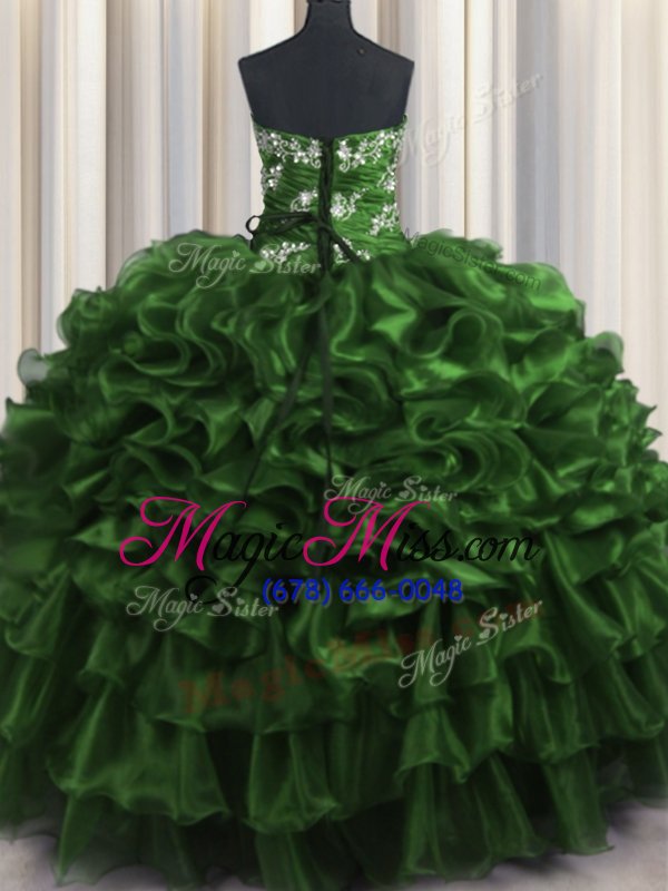 wholesale glorious sleeveless lace up floor length appliques and ruffles and ruffled layers quinceanera dress