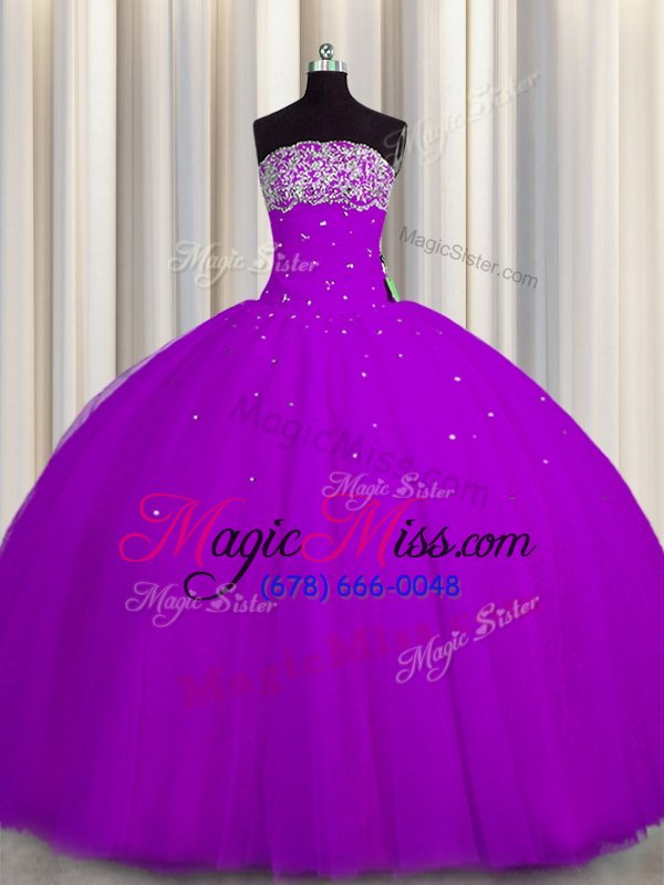 wholesale designer really puffy tulle sleeveless floor length quinceanera dresses and beading and sequins