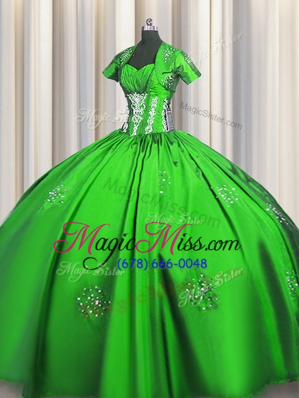 wholesale new style short sleeves taffeta lace up quinceanera gowns for military ball and sweet 16 and quinceanera